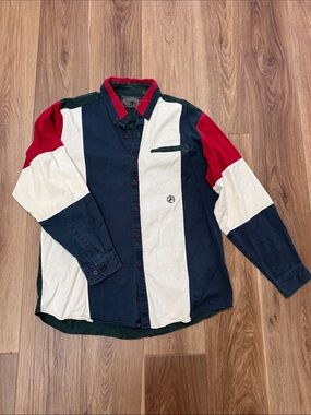 Vintage Spindle River Color Block Button Up